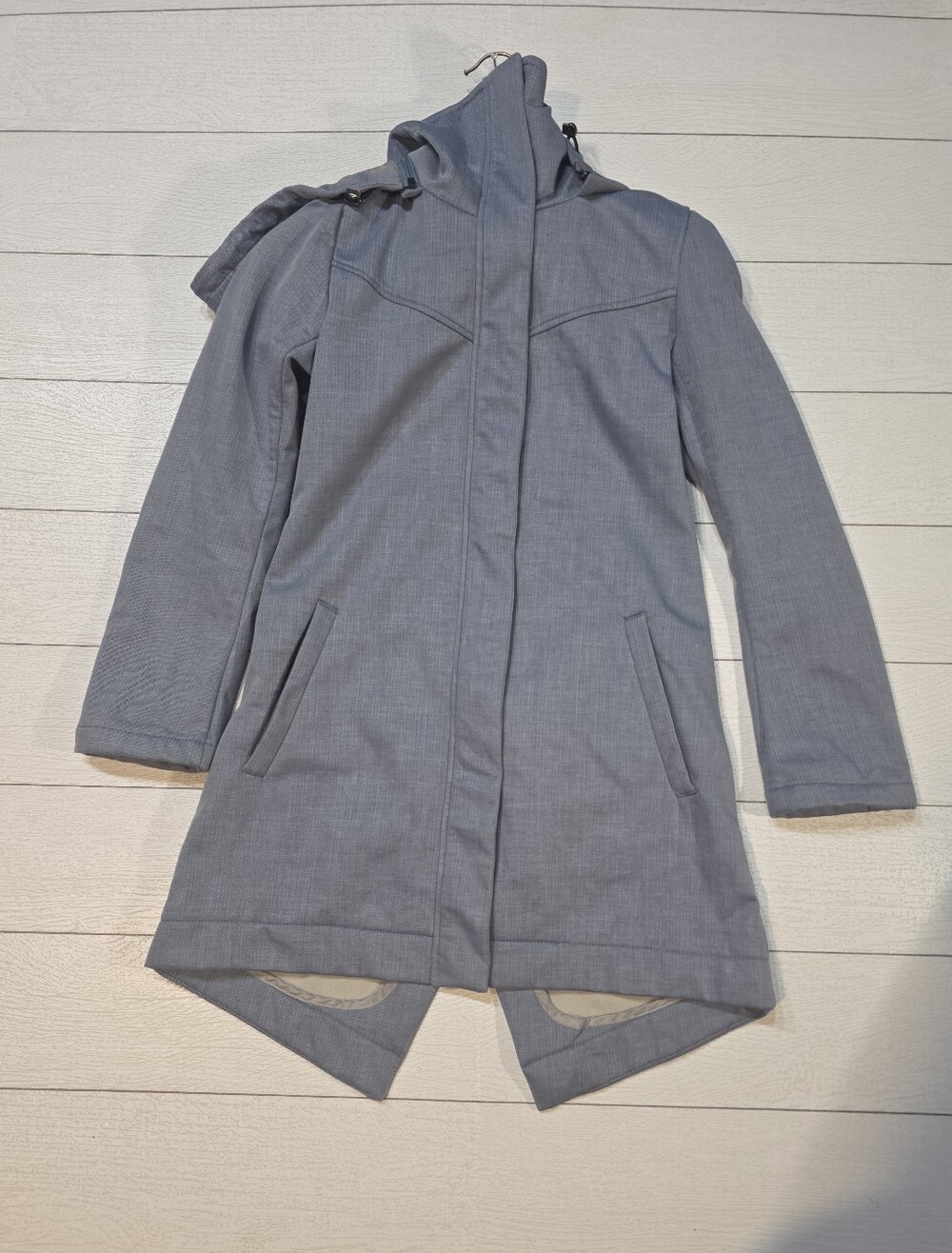 Mia Melon Stella Waterproof Fleece Lined Rain Jacket XXS Light Blue Herringbone